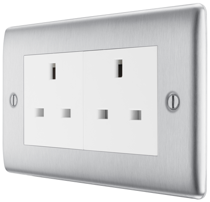 BG Nexus Metal Brushed Steel 13A Switched Socket