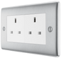 BG Nexus Metal Brushed Steel 13A 2 Gang Switched Socket