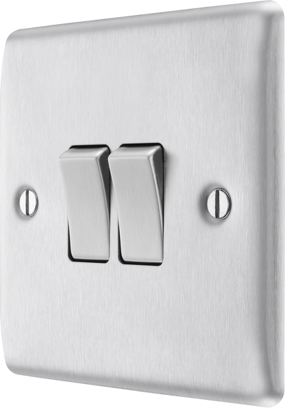 BG Nexus Metal Brushed Steel 16AX Light Switch
