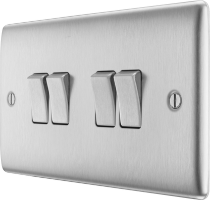 BG Nexus Metal Brushed Steel 16AX Light Switch