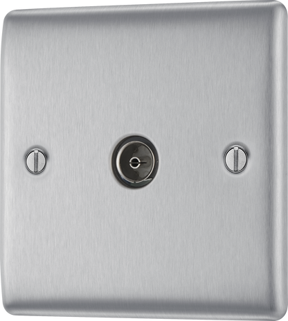 BG Nexus Metal Brushed Steel Co-Axial & Satellite Socket