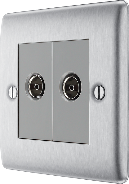 BG Nexus Metal Brushed Steel Co-Axial & Satellite Socket