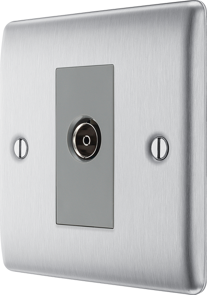 BG Nexus Metal Brushed Steel Co-Axial & Satellite Socket