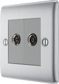 BG Nexus Metal Brushed Steel Co-Axial & Satellite Socket