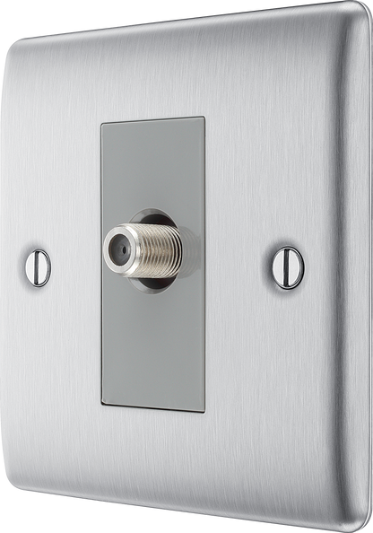 BG Nexus Metal Brushed Steel Co-Axial & Satellite Socket