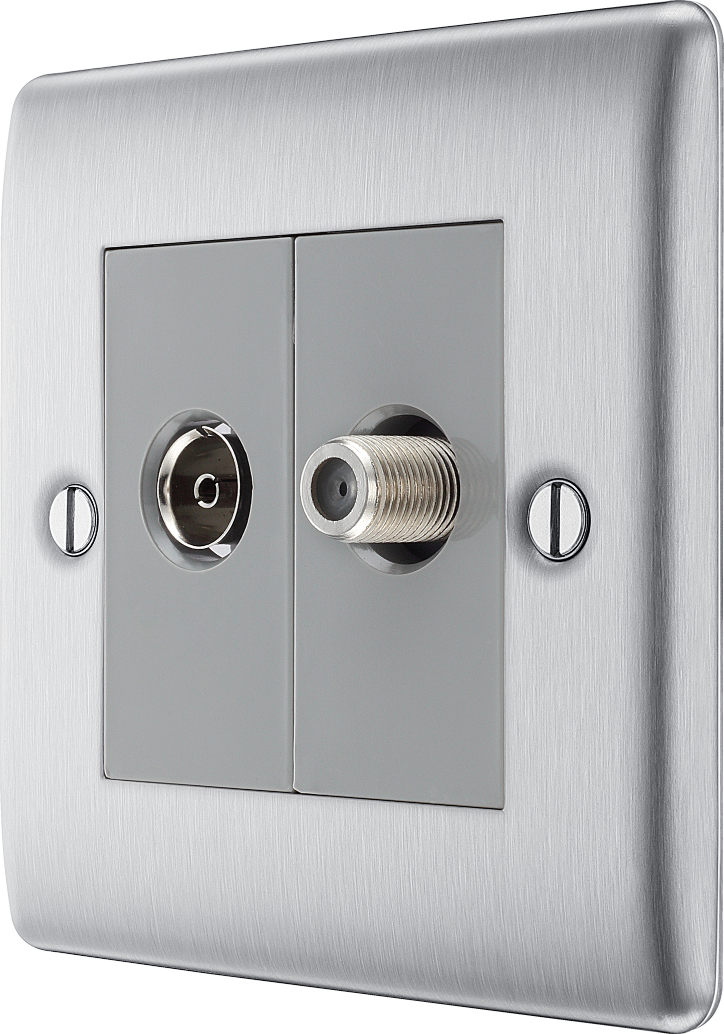 BG Nexus Metal Brushed Steel Co-Axial & Satellite Socket