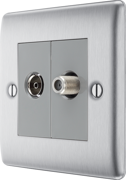 BG Nexus Metal Brushed Steel Co-Axial & Satellite Socket