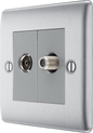 BG Nexus Metal Brushed Steel Co-Axial & Satellite Socket