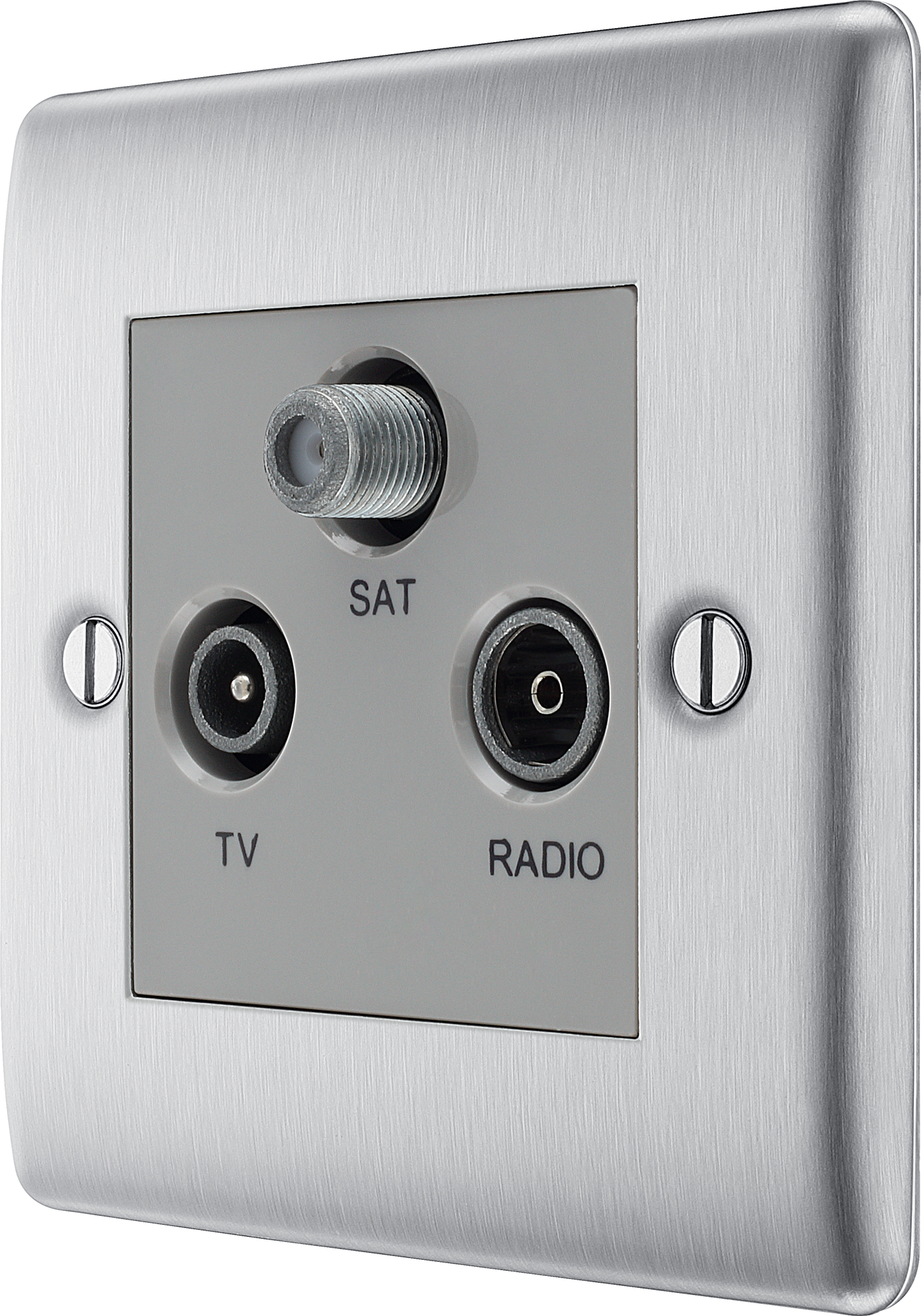 BG Nexus Metal Brushed Steel Co-Axial & Satellite Socket