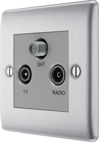 BG Nexus Metal Brushed Steel Co-Axial & Satellite Socket