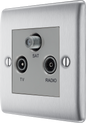 BG Nexus Metal Brushed Steel Co-Axial & Satellite Socket