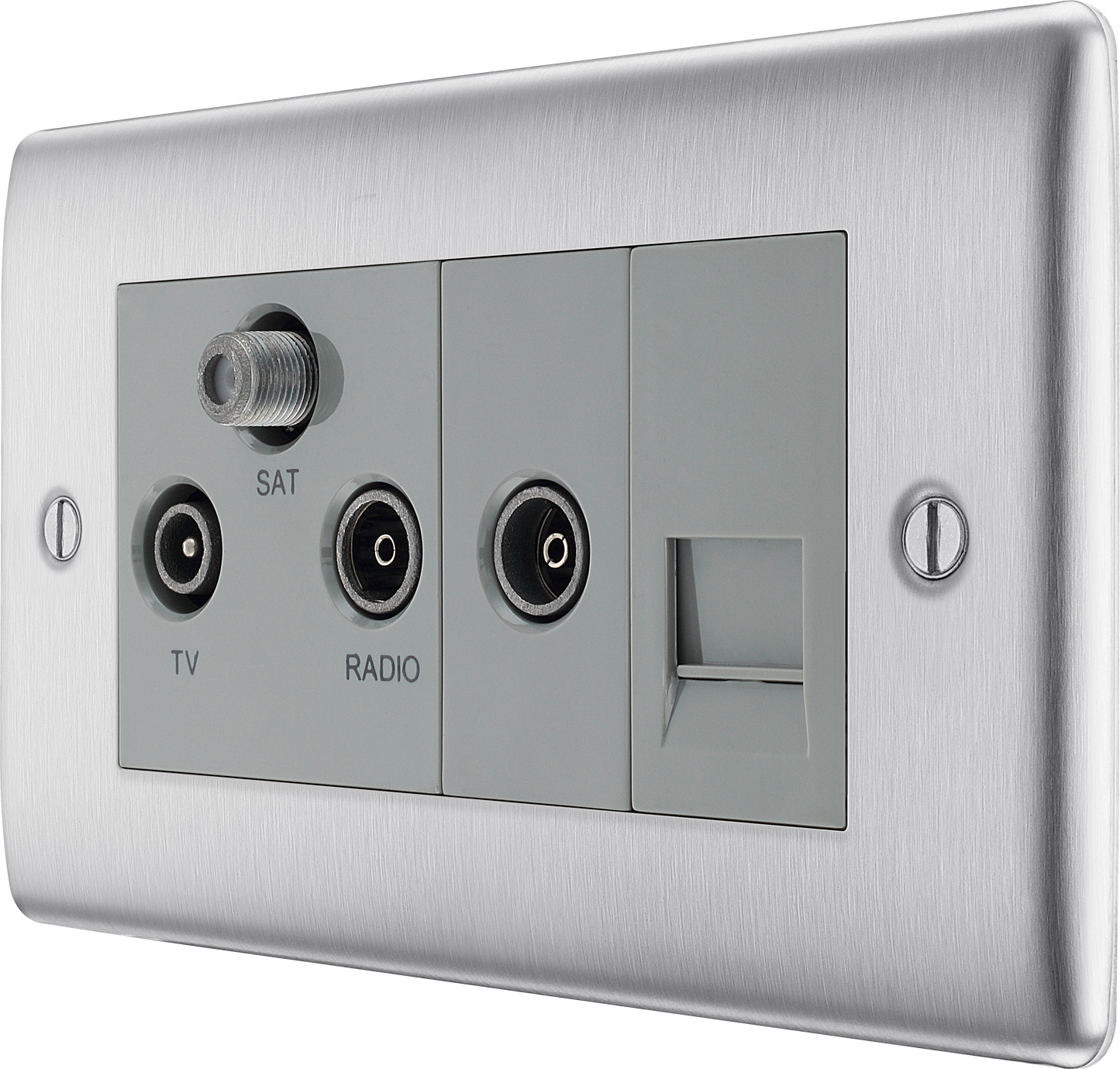 BG Nexus Metal Brushed Steel Co-Axial & Satellite Socket