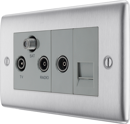 BG Nexus Metal Brushed Steel Co-Axial & Satellite Socket