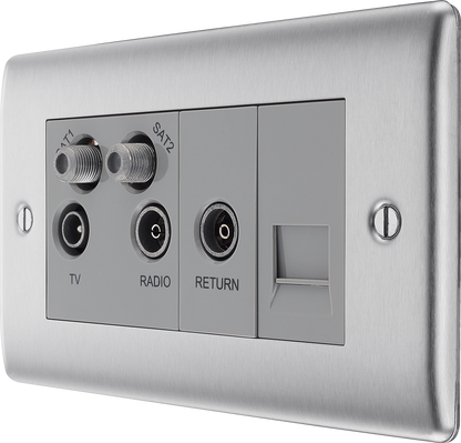 BG Nexus Metal Brushed Steel Co-Axial & Satellite Socket