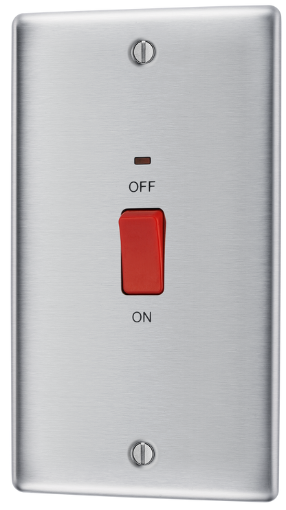 BG Nexus Metal Brushed Steel 45A Double Pole Switch