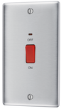BG Nexus Metal Brushed Steel 45A Double Pole Switch