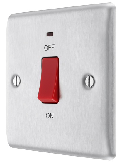 BG Nexus Metal Brushed Steel 45A Double Pole Switch