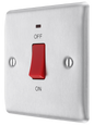 BG Nexus Metal Brushed Steel 45A Double Pole Switch