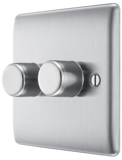 BG Nexus Metal Brushed Steel Dimmer Switch