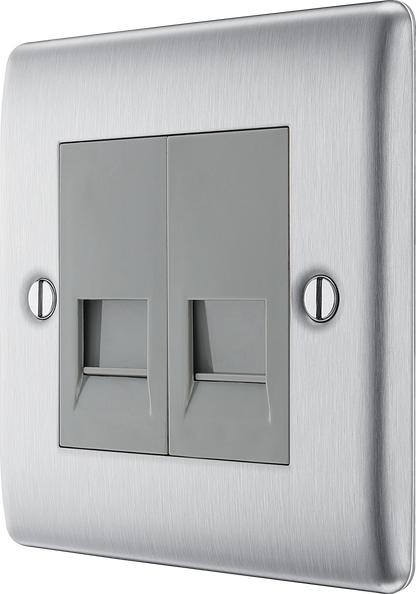 BG Nexus Metal Brushed Steel Telephone & Data Outlet