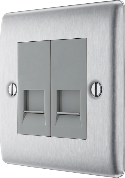 BG Nexus Metal Brushed Steel Telephone & Data Outlet