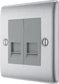 BG Nexus Metal Brushed Steel Telephone & Data Outlet