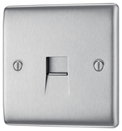 BG Nexus Metal Brushed Steel Telephone & Data Outlet
