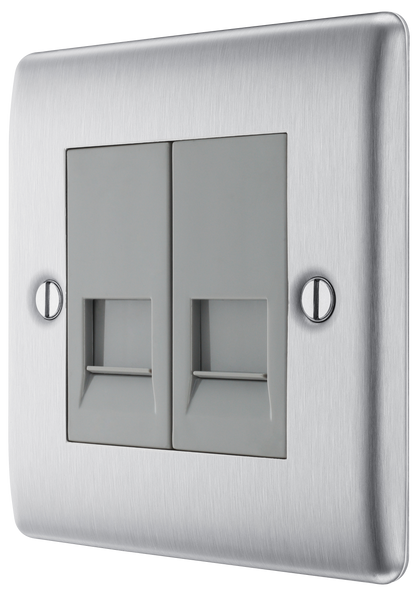 BG Nexus Metal Brushed Steel Telephone & Data Outlet