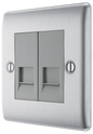 BG Nexus Metal Brushed Steel Telephone & Data Outlet