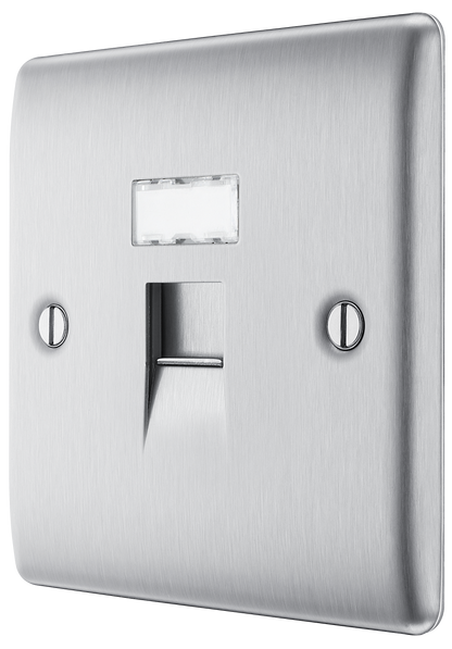 BG Nexus Metal Brushed Steel Telephone & Data Outlet
