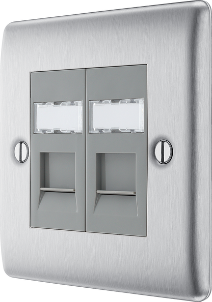 BG Nexus Metal Brushed Steel Telephone & Data Outlet