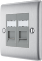 BG Nexus Metal Brushed Steel Telephone & Data Outlet