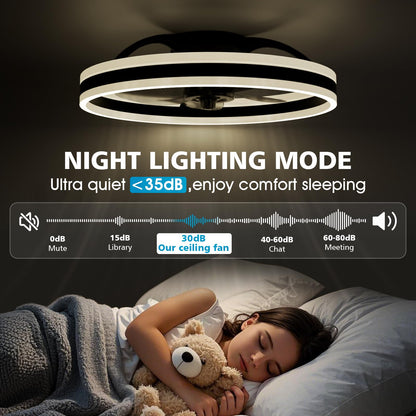 50cm Ceiling Fan with LED Light - Black