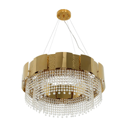 Octagon Crystal Gold Metal Chandelier