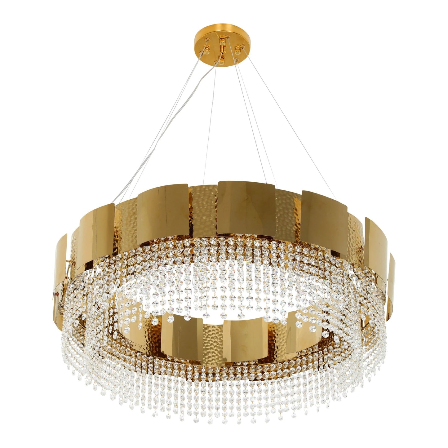 Octagon Crystal Gold Metal Chandelier