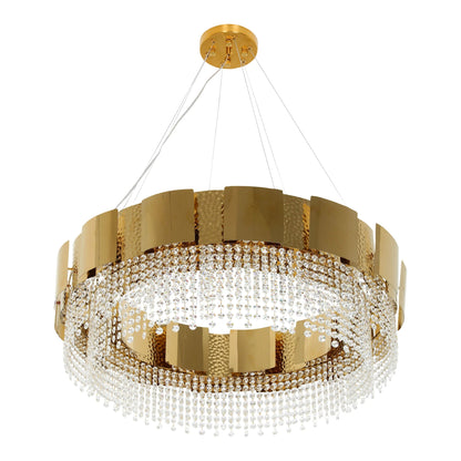 Octagon Crystal Gold Metal Chandelier