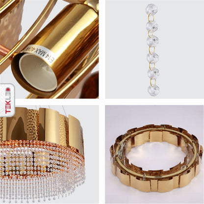 Octagon Crystal Gold Metal Chandelier