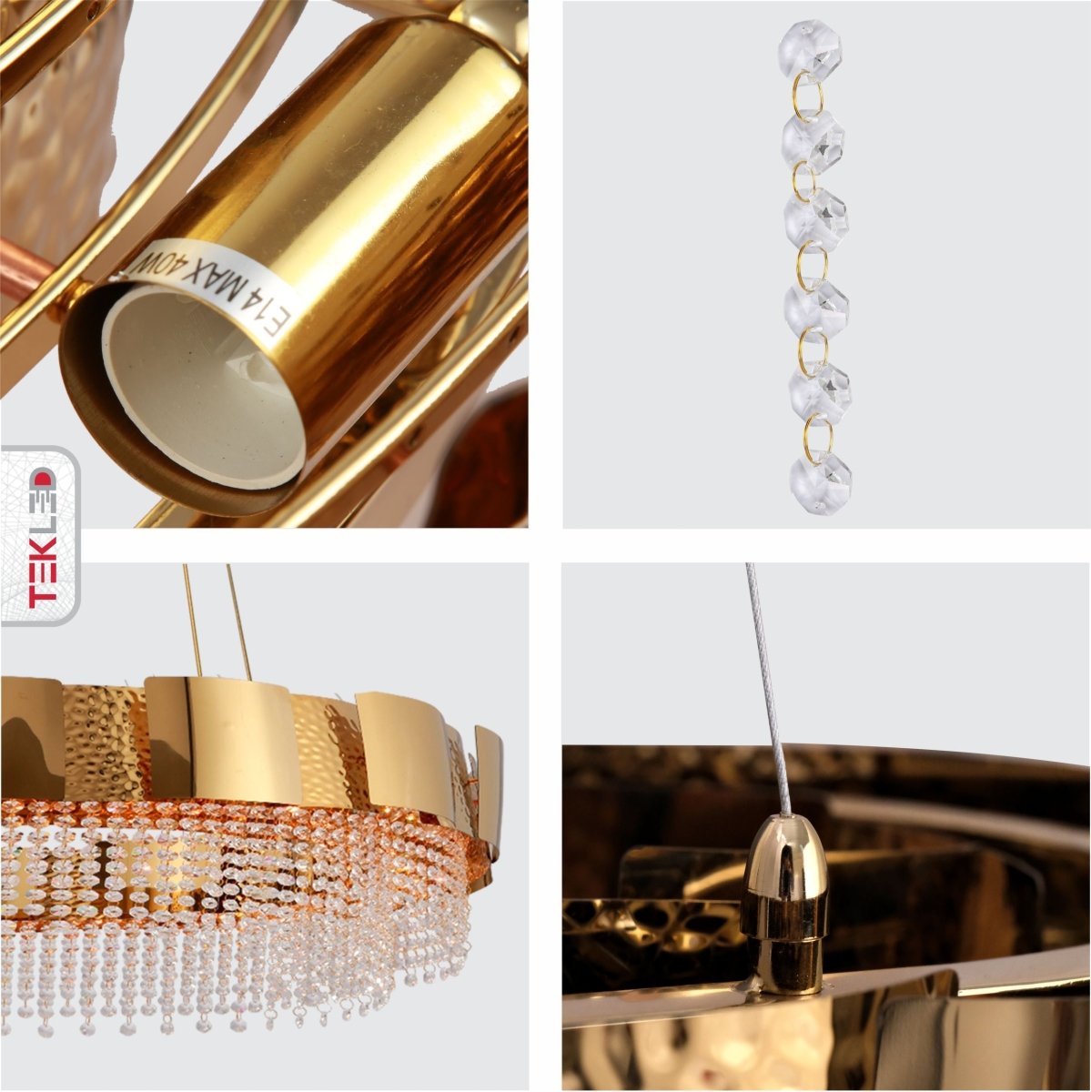 Octagon Crystal Gold Metal Chandelier