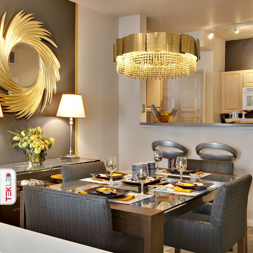 Octagon Crystal Gold Metal Chandelier