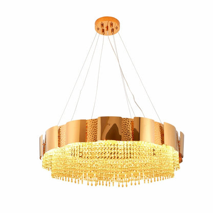 Octagon Crystal Gold Metal Chandelier