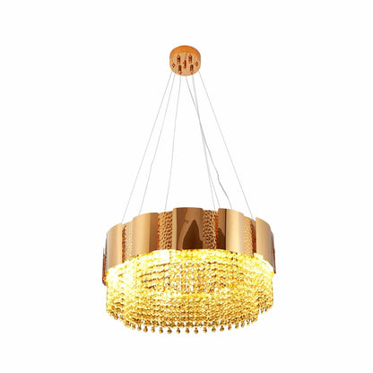 Octagon Crystal Gold Metal Chandelier