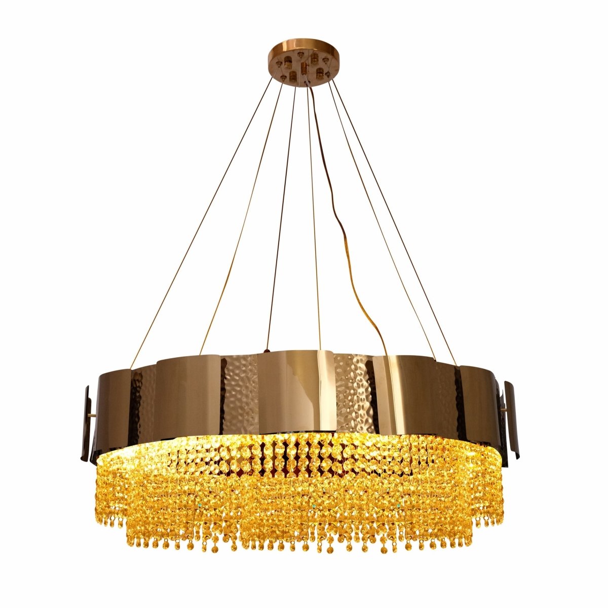 Octagon Crystal Gold Metal Chandelier