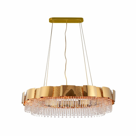 Octagon Crystal Gold Metal Chandelier