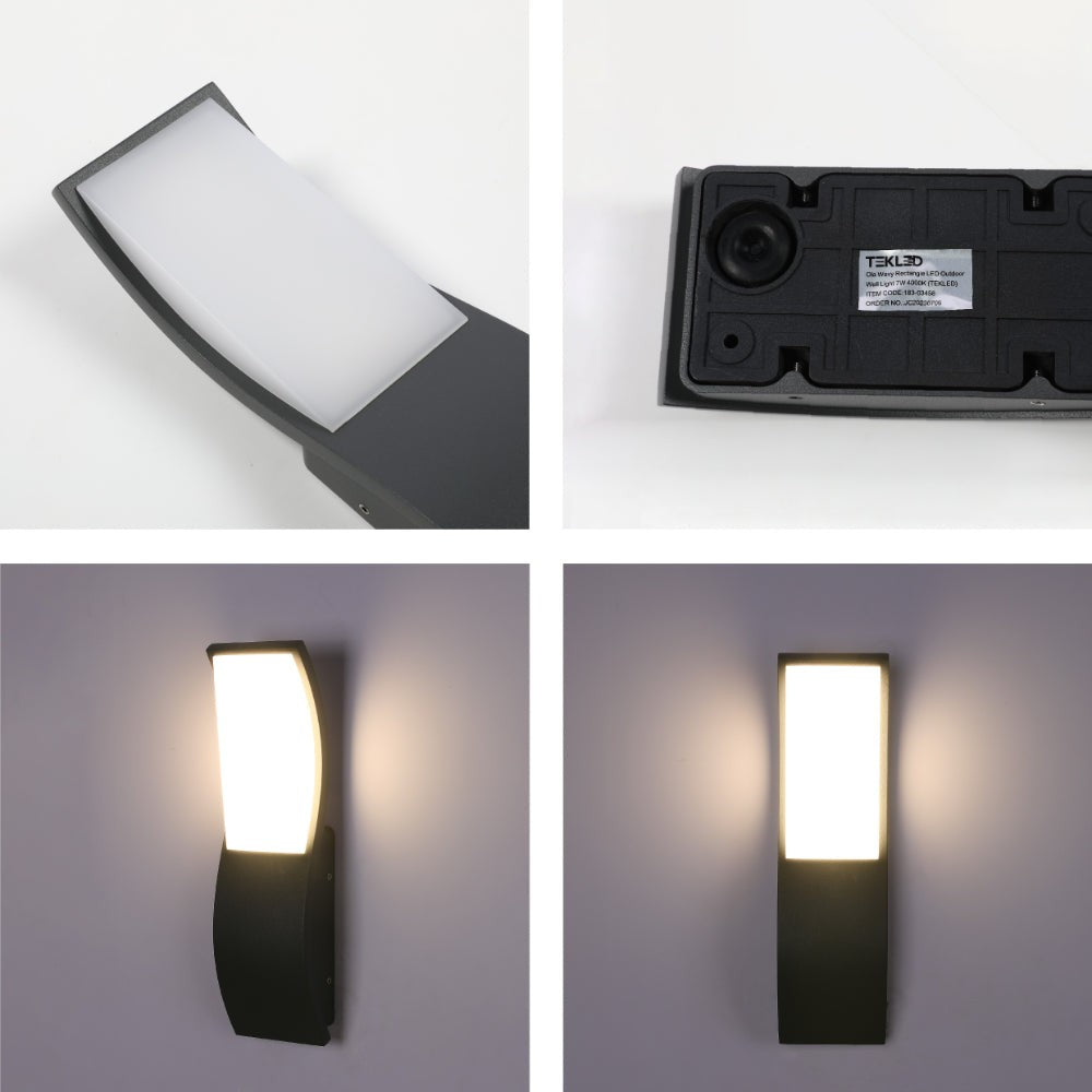 Ola Wavy Rectangle LED Outdoor Wall Light 7W 4000K