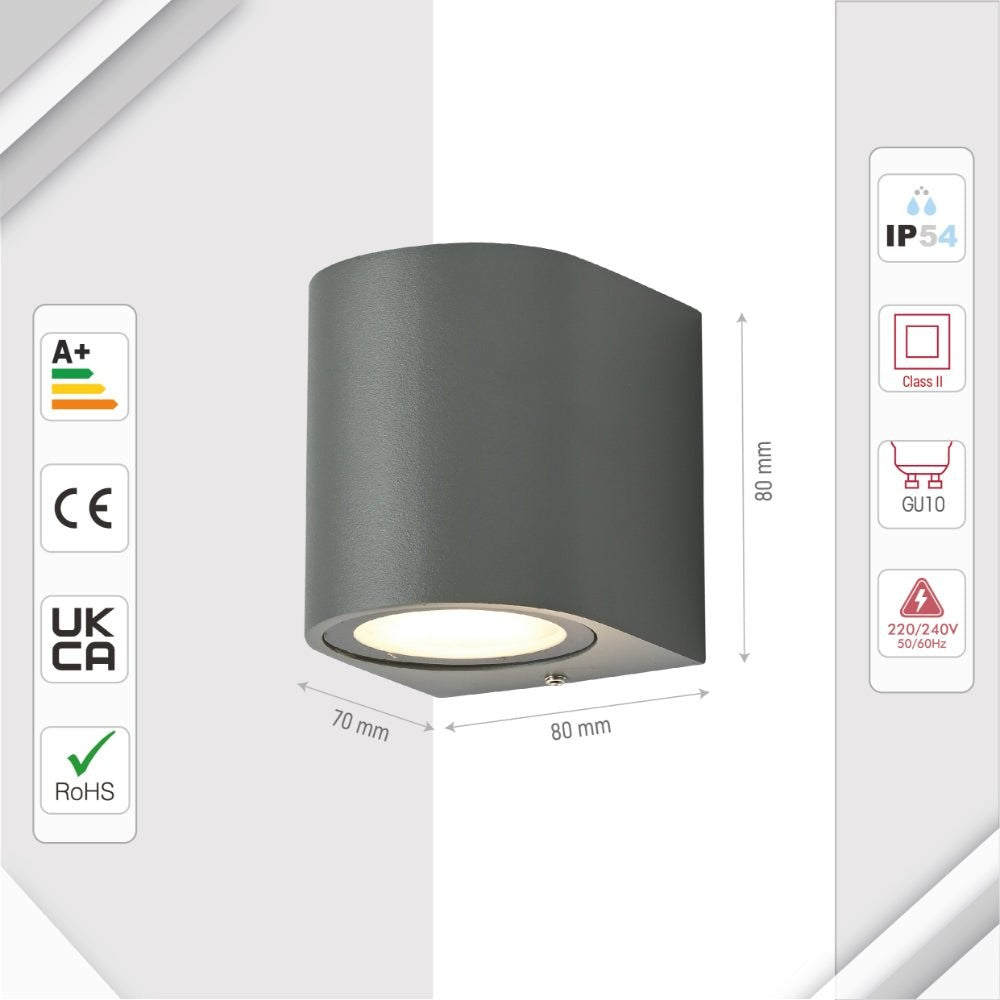 Up-Down Outdoor Wall Lamp IP54 GU10 Light Grey