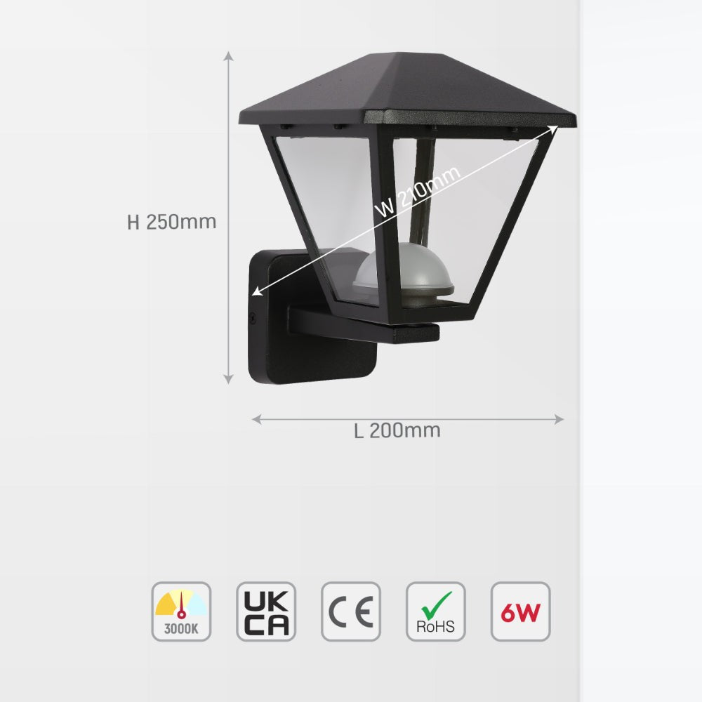 Paravento LED Outdoor Lantern Wall Light 6W Black 3000K