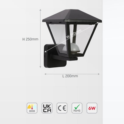 Paravento LED Outdoor Lantern Wall Light 6W Black 3000K