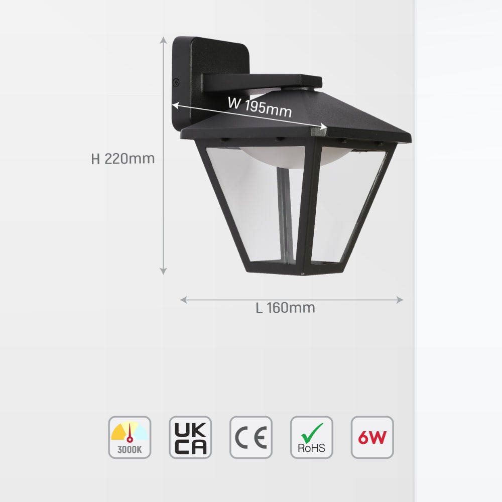 Paravento LED Outdoor Lantern Wall Light 6W Black 3000K