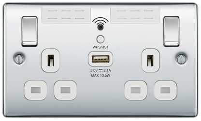 BG Nexus Metal Polished Chrome 13A Wi-Fi Extender Socket
