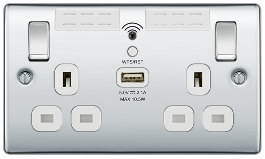 BG Nexus Metal Polished Chrome 13A Wi-Fi Extender Socket